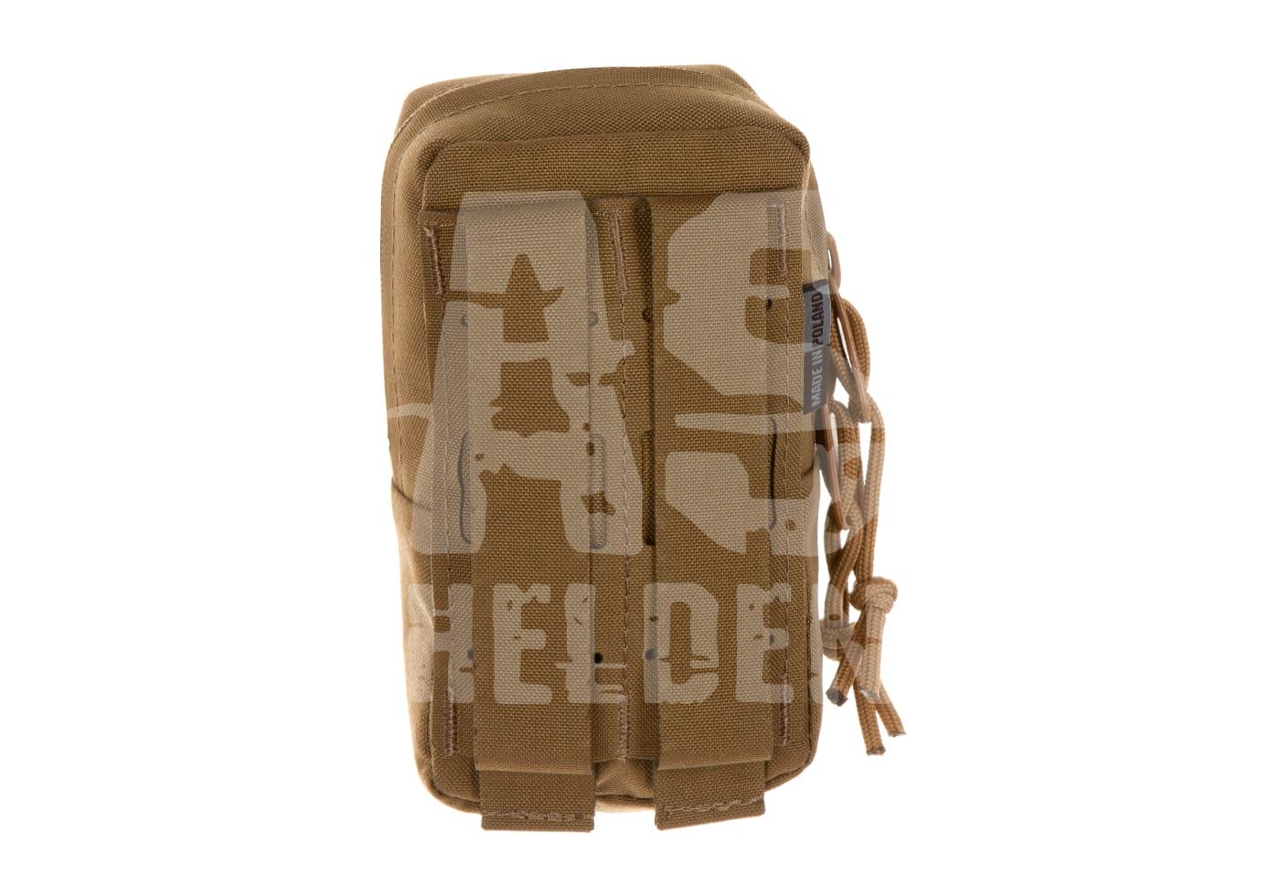 Braune taktische Tasche mit Riemen und Reißverschluss, ideal für Airsoft-Zubehör.