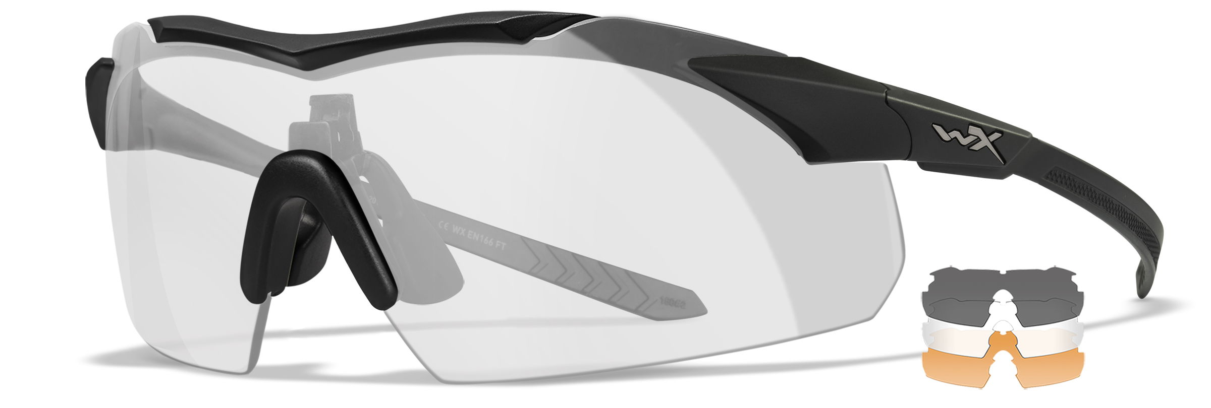 WX Vapor 2.5 Comm Grey / Clear / Light Rust Schutzbrille mit austauschbaren Gläsern für Airsoft in Schwarz.