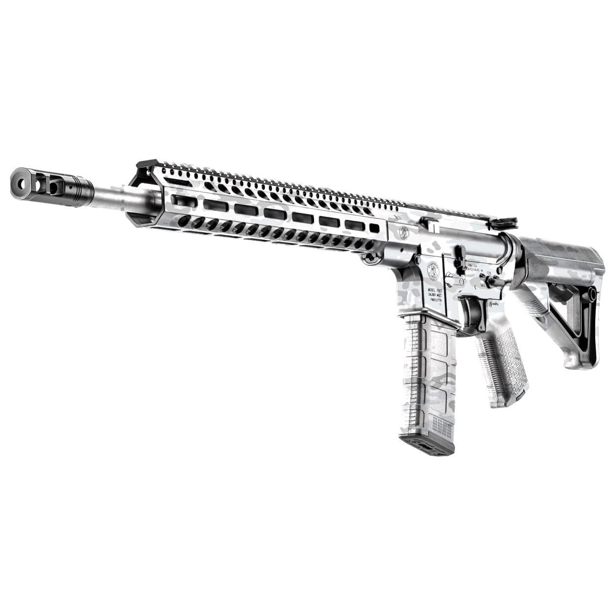 Airsoft-Sturmgewehr in Silberoptik mit taktischer Schiene und strukturiertem Griff.