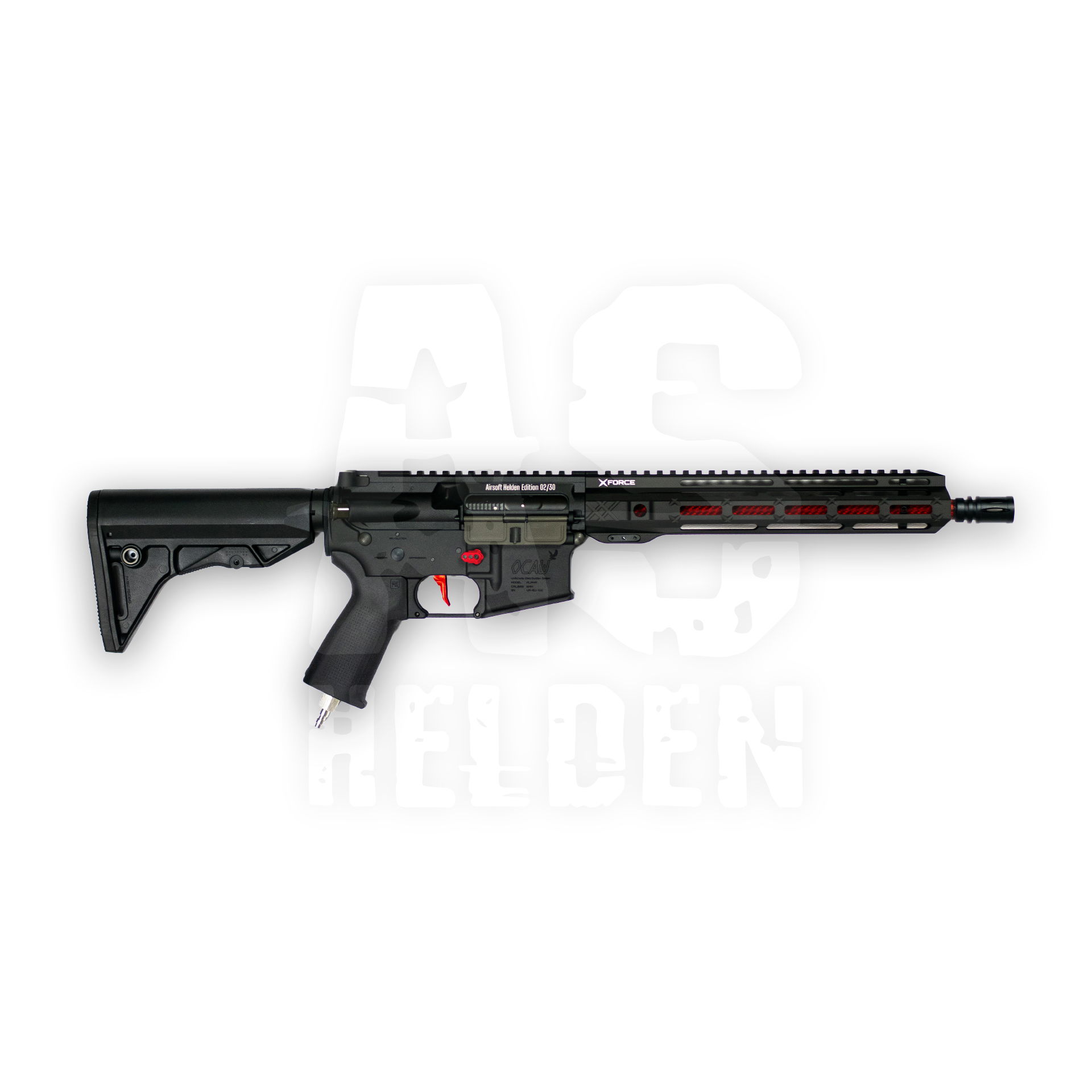 EMAG 11" Carbine S-HPA | AIRSOFT HELDEN EDITION - ab 18 Jahren Schwarzes Airsoft-Gewehr, modernes Design, mit rotem Abzug, taktisch, kompakte Bauweise.
