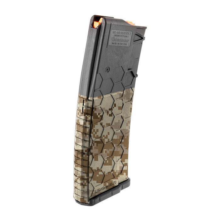 Airsoft-Magazin im Hexagon-Camouflage-Design für AK-Modelle, braun-beige.