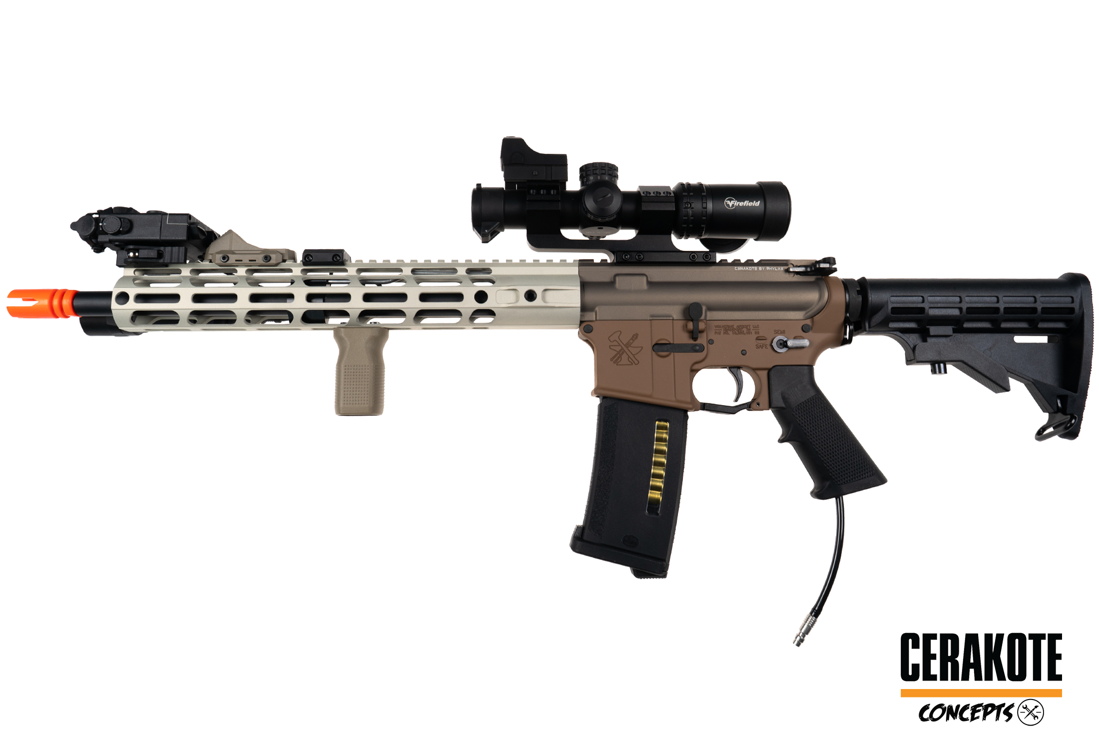 One of One Wolverine Airsoft MTW Forged 14" Cerakote Smoked Bronze x Bright Nickel x Copper Brown - ab 18 Jahren