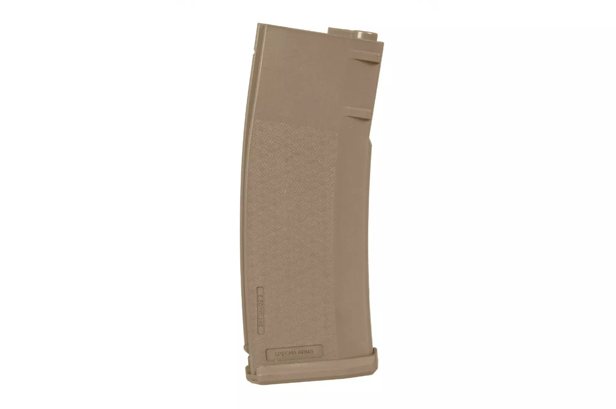 Specna Arms S-Mag Mid-Cap Magazin 125 BBs tan Airsoft-Polymer-Magazin, tan, für M4/AR15, Kapazität 125 BBs.