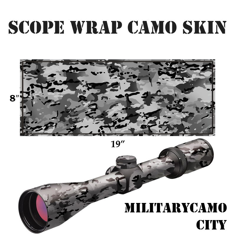 Tarnfolierung für Zielfernrohr, 19"x8", im Military-Camo-Design für urbane Airsoft-Einsätze.