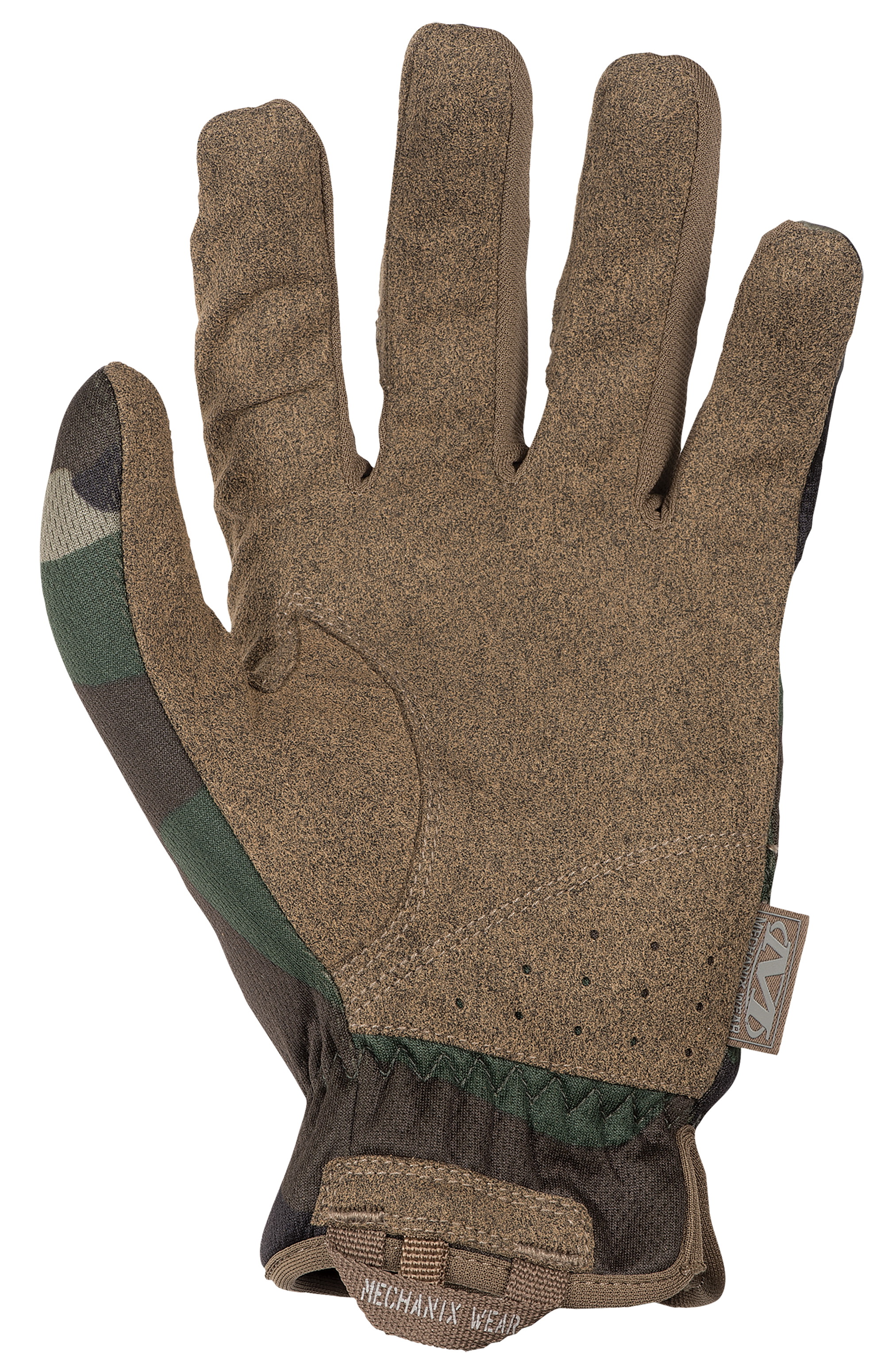 Taktischer Handschuh in Tarnoptik, robuste Mechanikware, ideal für Airsoft.