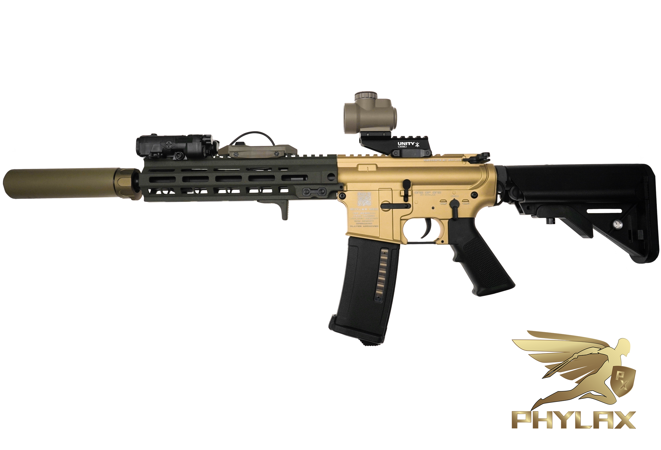 One of One Phylax PHX Series MK16 with Gate TITAN II Bluetooth, Gold x Coblat Kinetics Green, ab 18 Jahre