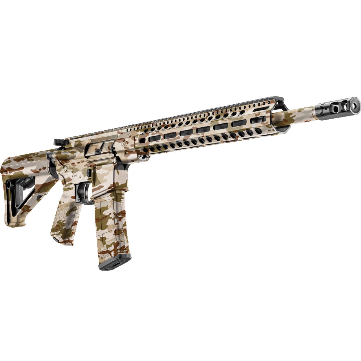 GunsWrap AR15 / M4 Rifle Skins Airsoft-Gewehr im Camo-Design mit taktischem Schaft und langem Handschutz.