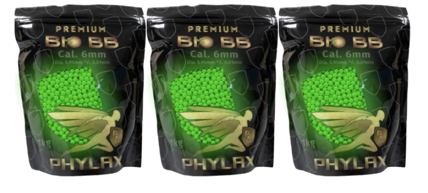 Phylax 0,32g Bio Tracer BBs (1kg) 3125Rds. green - 3er Set