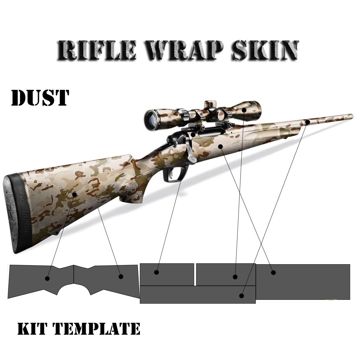 Tarnmuster-Gewehrhaut "Dust" mit Kit-Vorlage für Rifle Wrap-Skin.