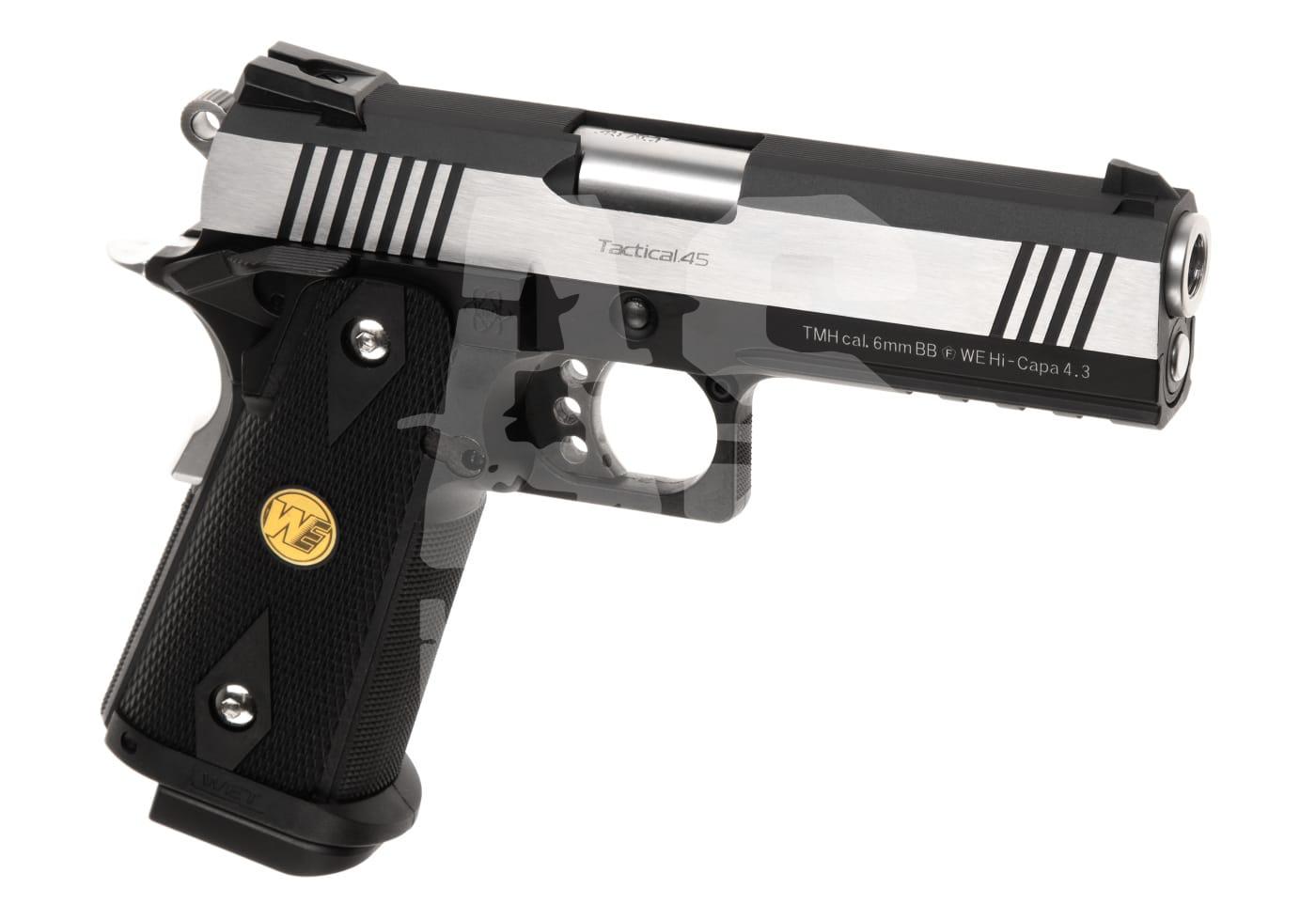 Airsoft-Pistole WE Hi-Capa 4.3, zweifarbig, Kaliber 6mm BB, taktisches Design.