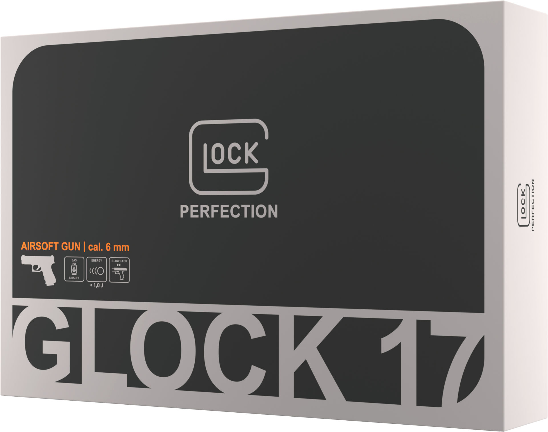 Verpackung einer Airsoft-Pistole, Modell GLOCK 17, Kaliber 6 mm, mit Gas-Blowback-System.