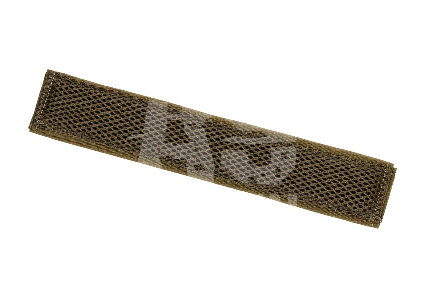 Brauner Airsoft-Schulterpolster mit Netzgewebe für taktische Kleidung.