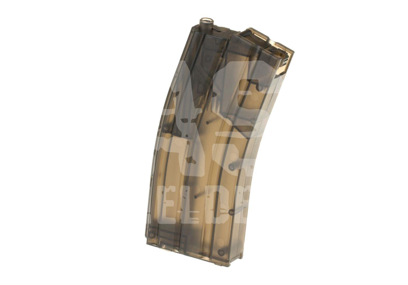 Durchsichtiges Airsoft-Magazin, gebogen, für M4/AR15-AEGs, Kapazität 300 Schuss.