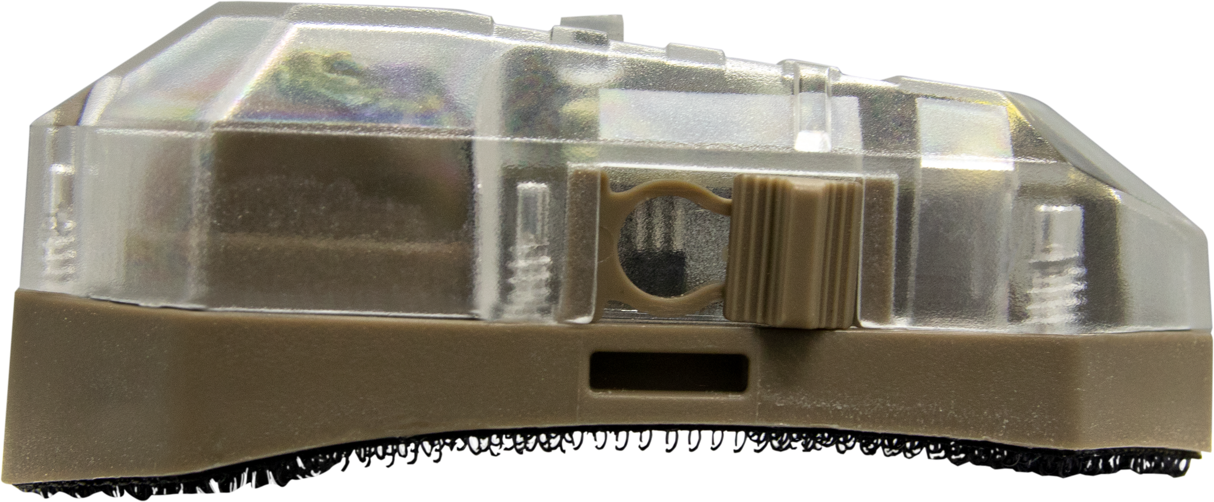 Earmor™ F101 Stealth Helmet Light Kompakte, transparente Airsoft-Auslösevorrichtung mit brauner Basis und Clip für Montagen.