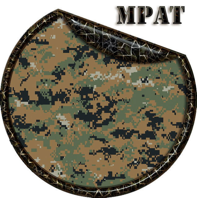 GunsWrap Rifle Skins MPAT-Tarnmuster in runder Form mit digitalen Pixeln, ideal für Airsoft-Tarnung.