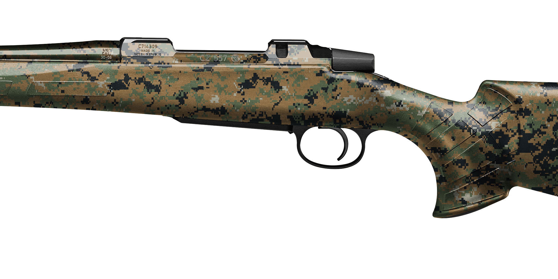 GunsWrap Rifle Skins Airsoftgewehr mit digitalem Tarnmuster und ergonomischem Schaft.