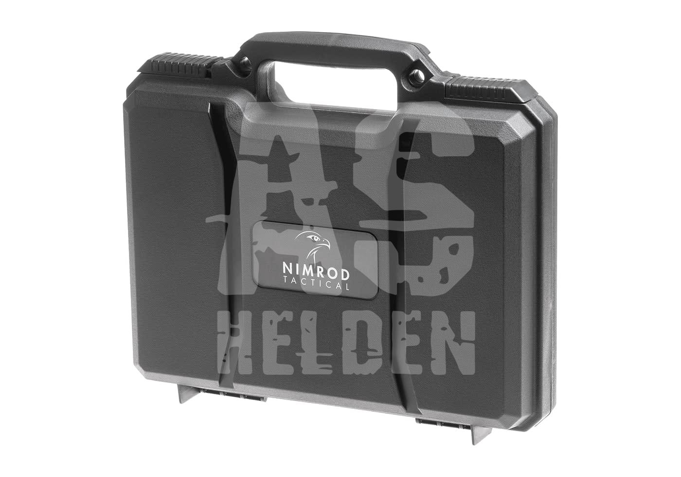 Schwarzer Nimrod Tactical Hartschalenkoffer mit Griff für Airsoft-Zubehör.