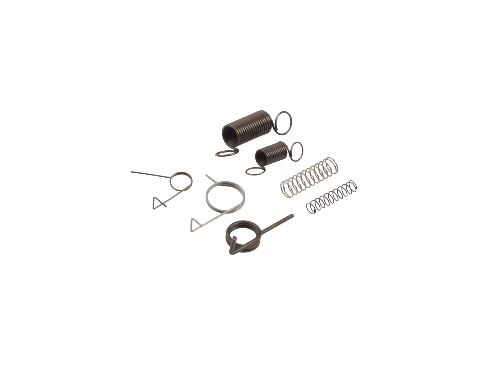 Verschiedene Airsoft-Federn und Pins, Ersatzteile für Waffenreparatur.