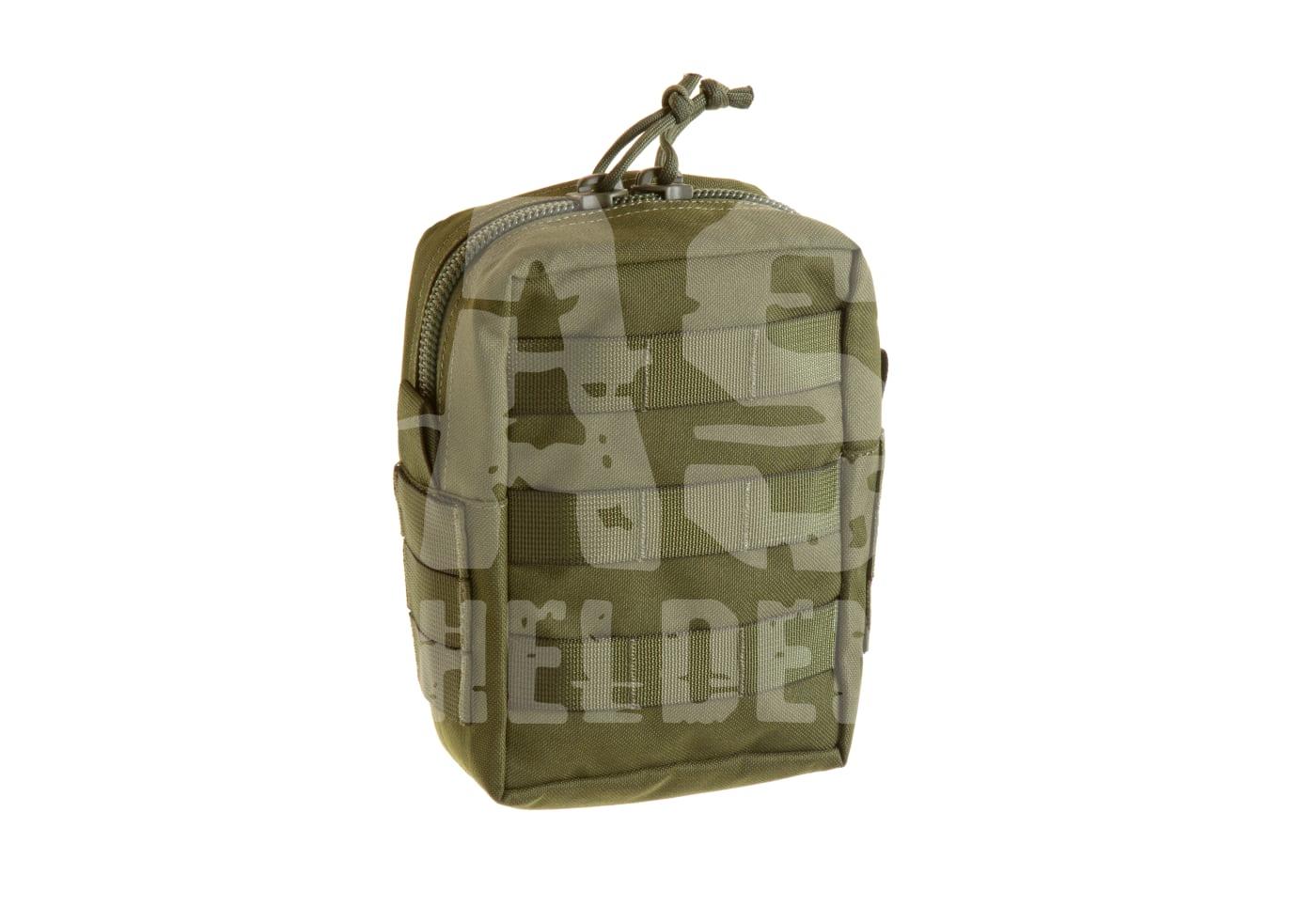 Olivegrüne taktische Airsoft-Tasche mit Molle-System und Reißverschluss.