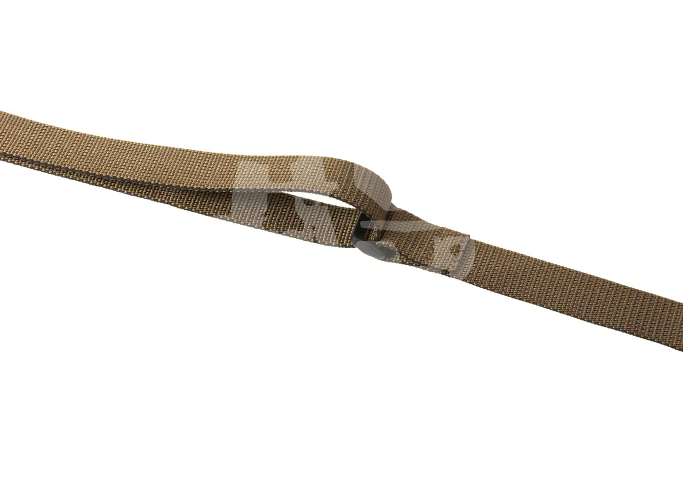 Tanfarbener Sling mit verstellbarer Schlaufe und Clip für Airsoft-Waffen.