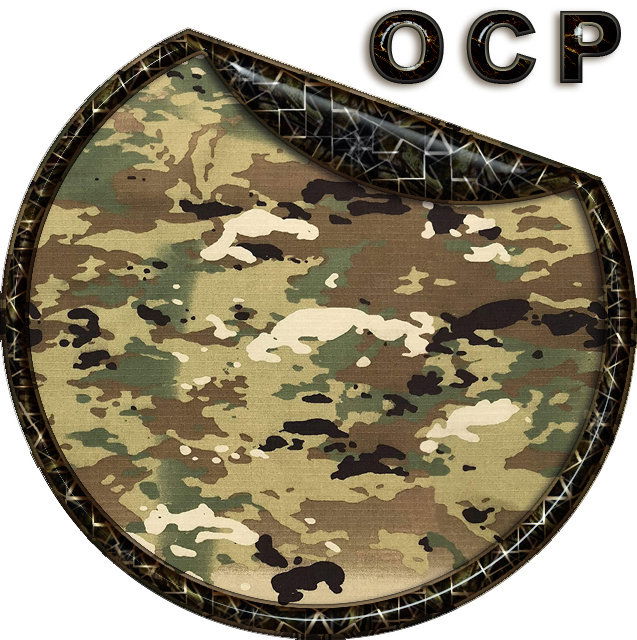 GunsWrap Rifle Skins OCP-Camouflage-Muster auf rundem Hintergrund, realistisch und detailliert. Ideal für Airsoft-Tarnung.