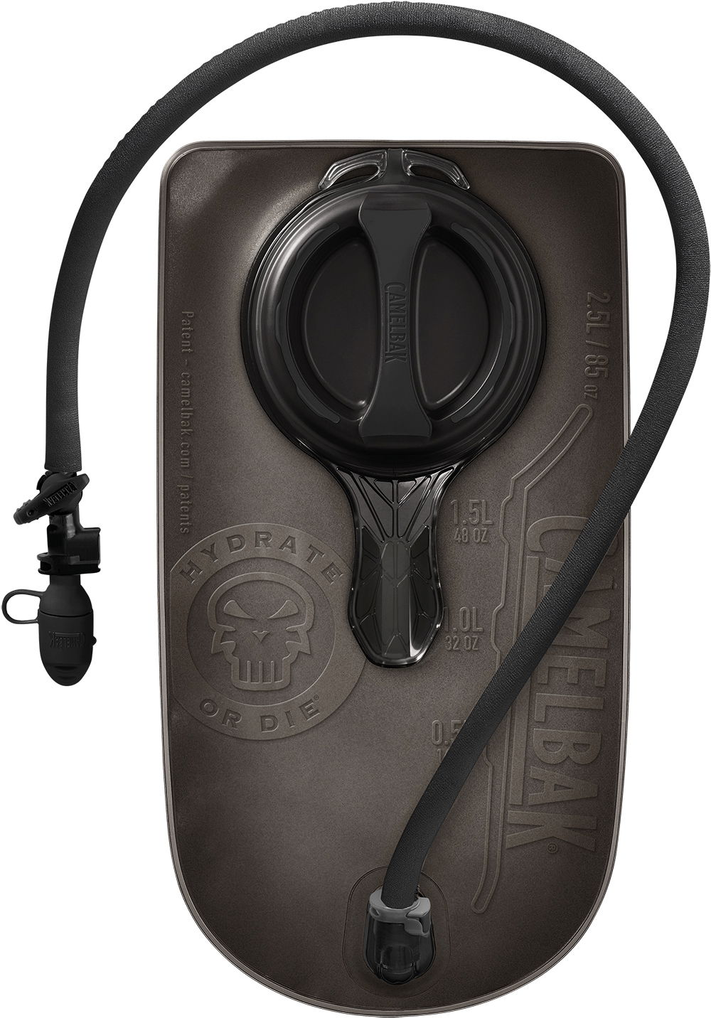 Trinkblase CamelBak 2,5L mit Schlauch und Deckel, ideal für Hydration beim Airsoft und Outdoor-Aktivitäten.