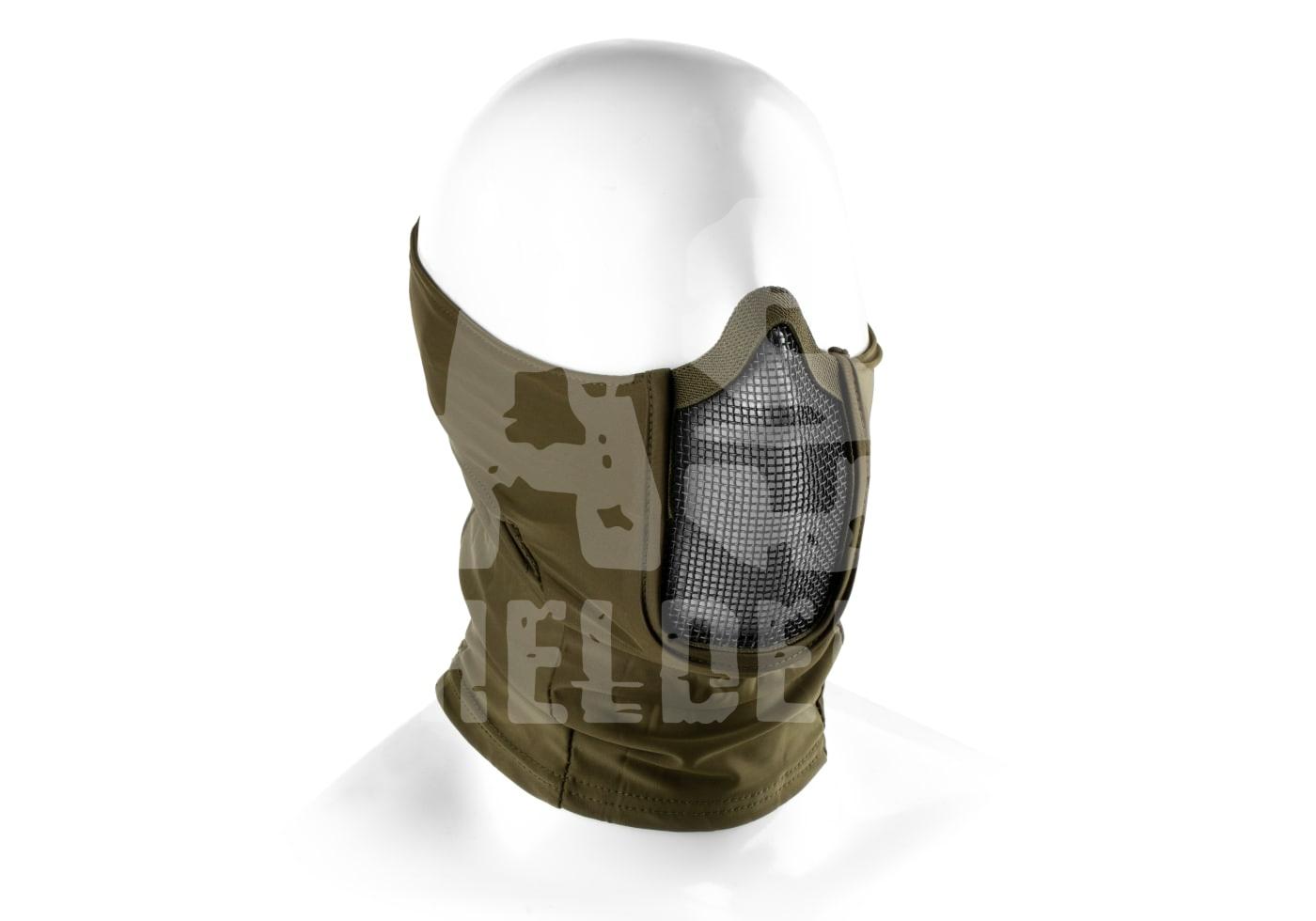 Olive Airsoft-Gesichtsmaske mit Metallgitter, idealer Schutz für Airsoft-Spiele.