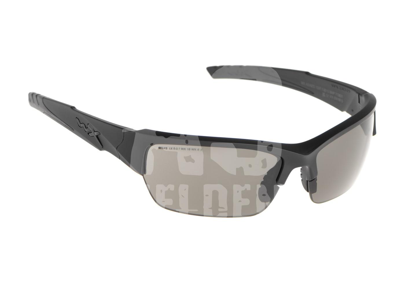 Schwarze taktische Schutzbrille mit getönten Gläsern für Airsoft.