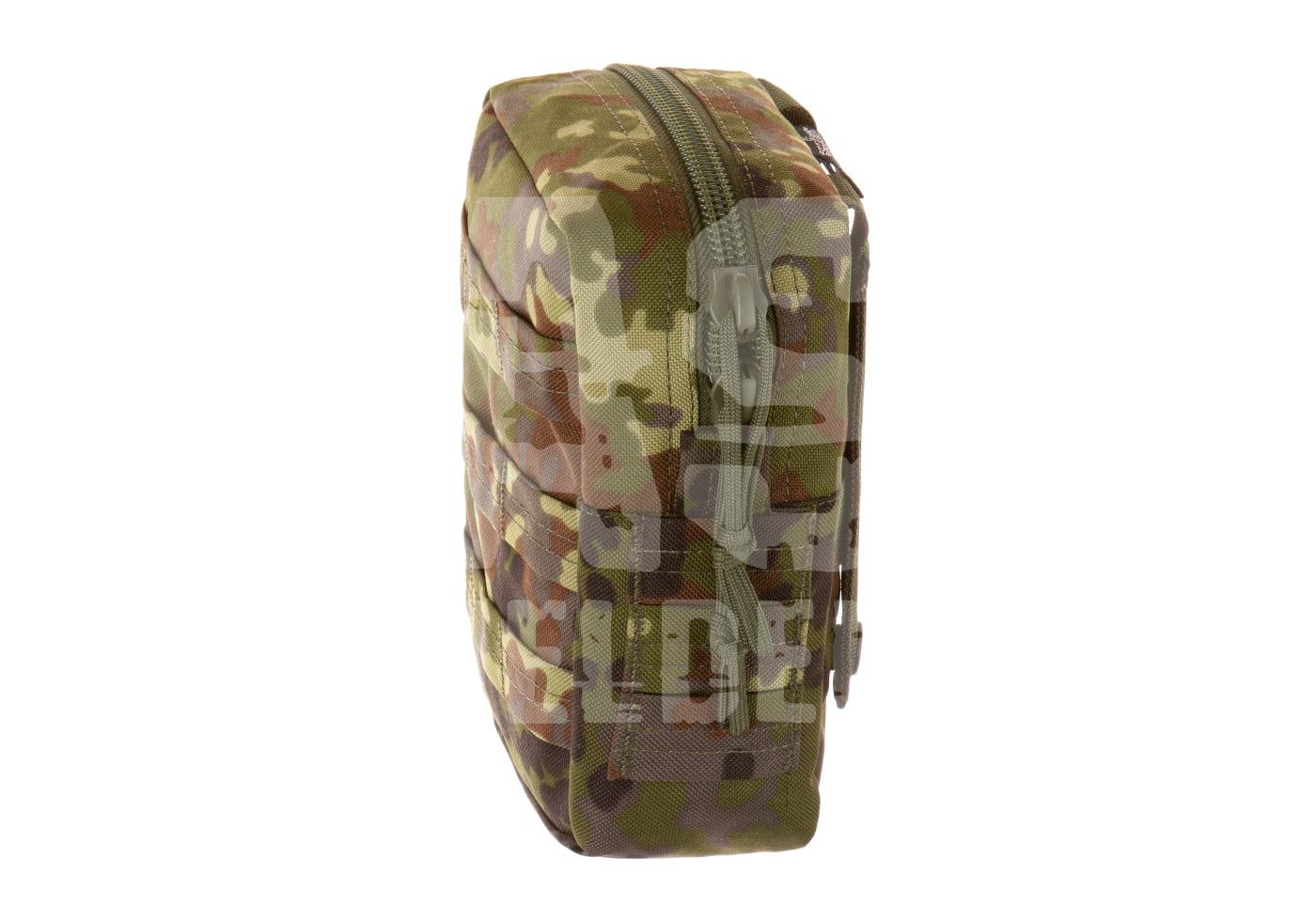 Tarnmuster-Tasche mit Reißverschluss, ideal für Airsoft-Zubehör, seitliche Ansicht.
