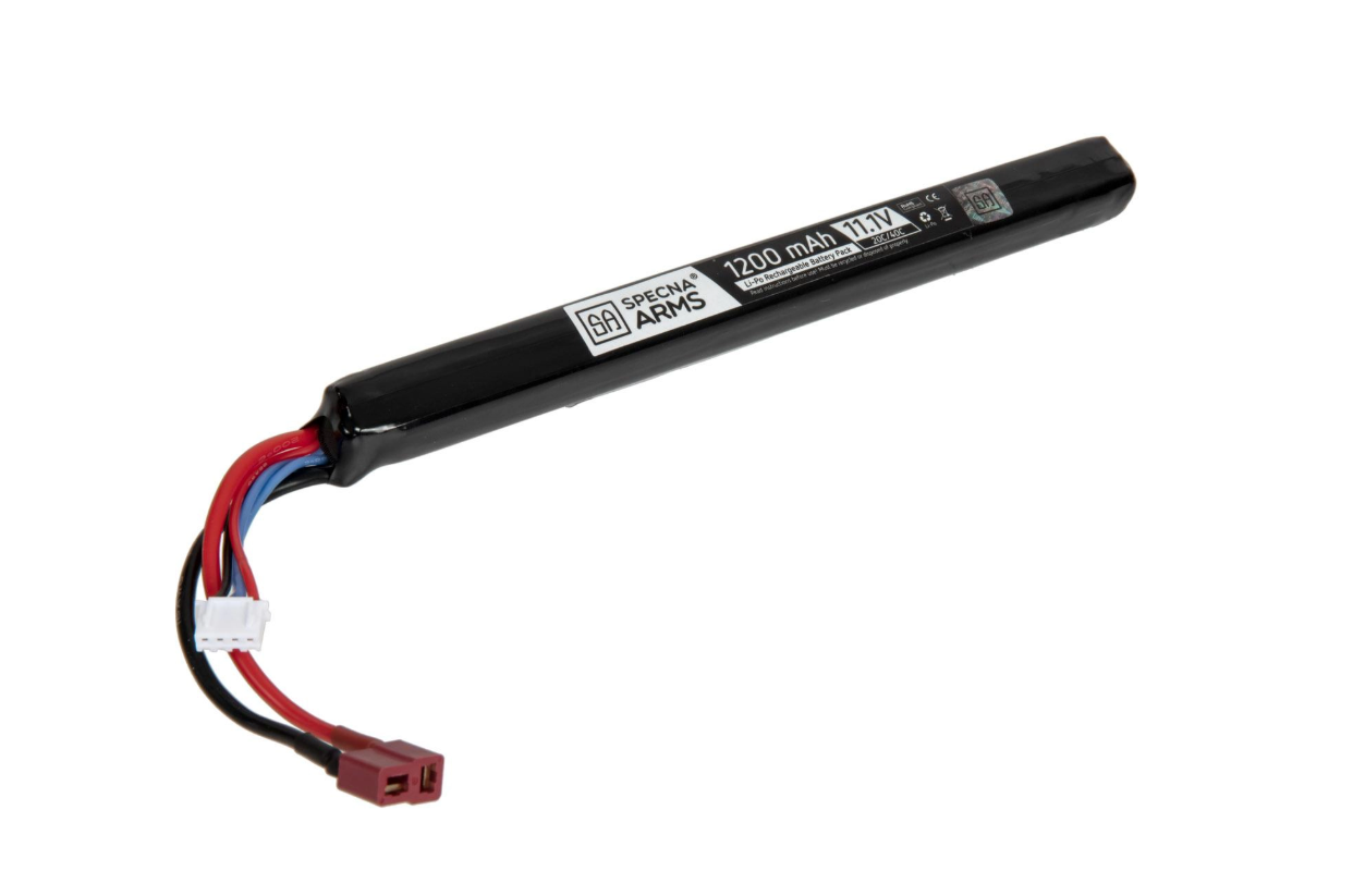 Specna Arms LiPo 11.1V 1200mAh 20C/40C Under AK Dust Cover T-Plug
