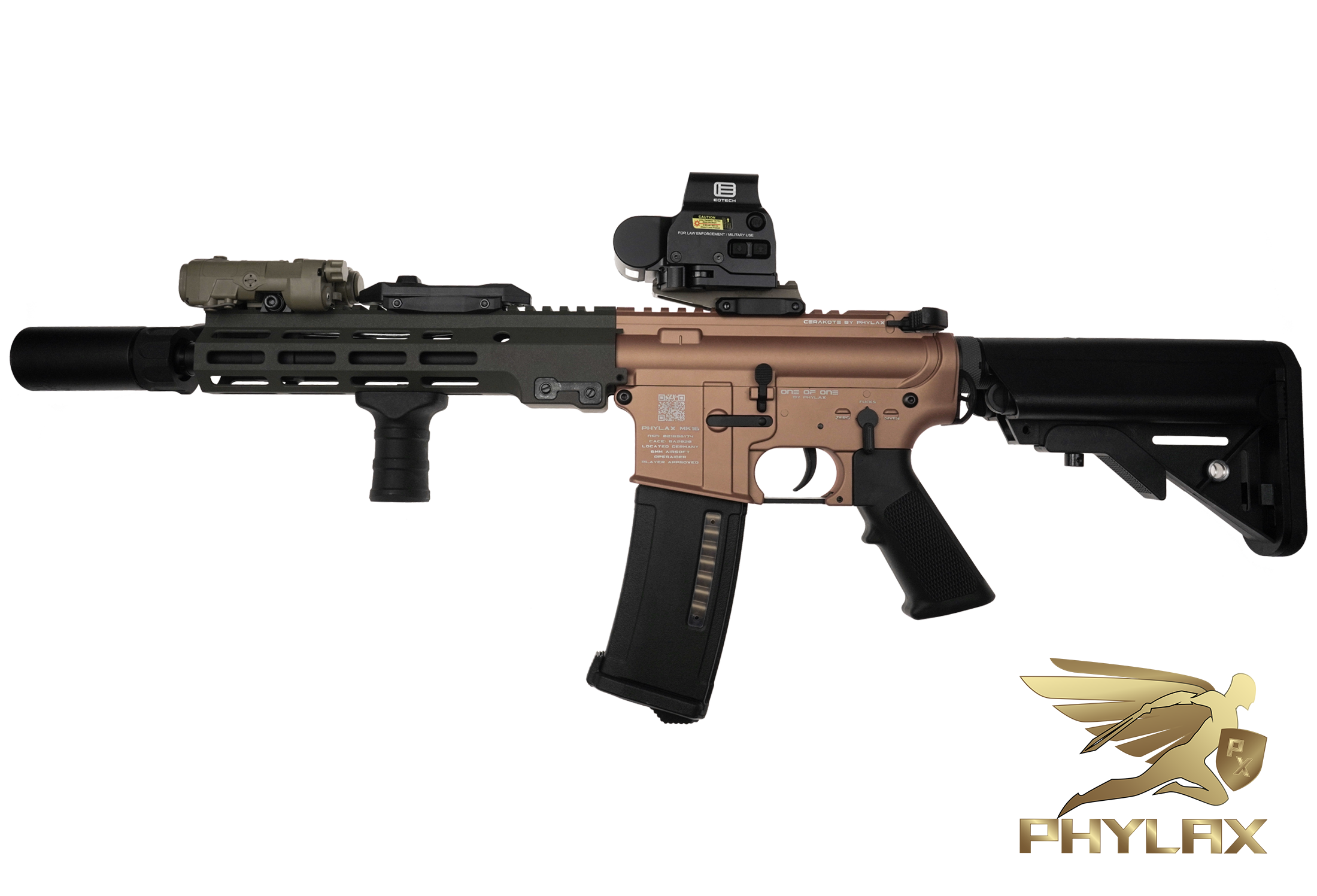 One of One Phylax PHX Series MK16 with Gate TITAN II Bluetooth, Cerakote Copper x Coblat Kinetics Green, ab 18 Jahre