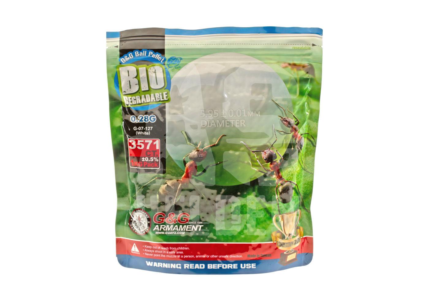 G&G 0.28g Bio Precision BBs 3570rds G&G Bio BBs 0,28g, 3571 Stück im wiederverschließbaren Beutel.