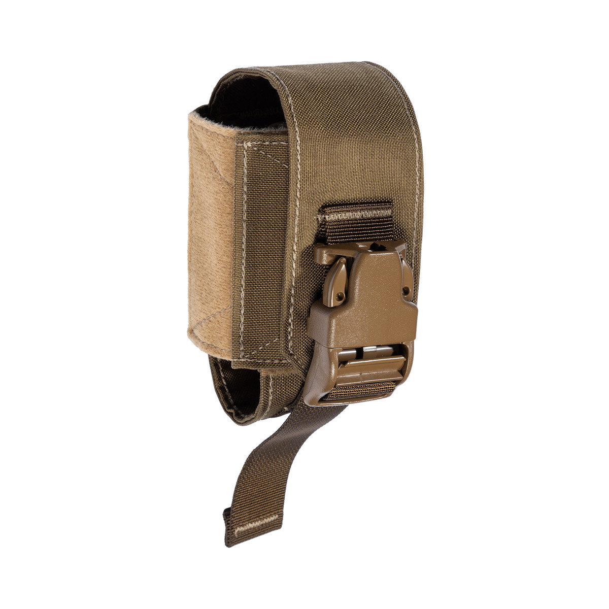 Taktische, braune Airsoft-Magazintasche mit Clipverschluss. Robust und vielseitig einsetzbar.