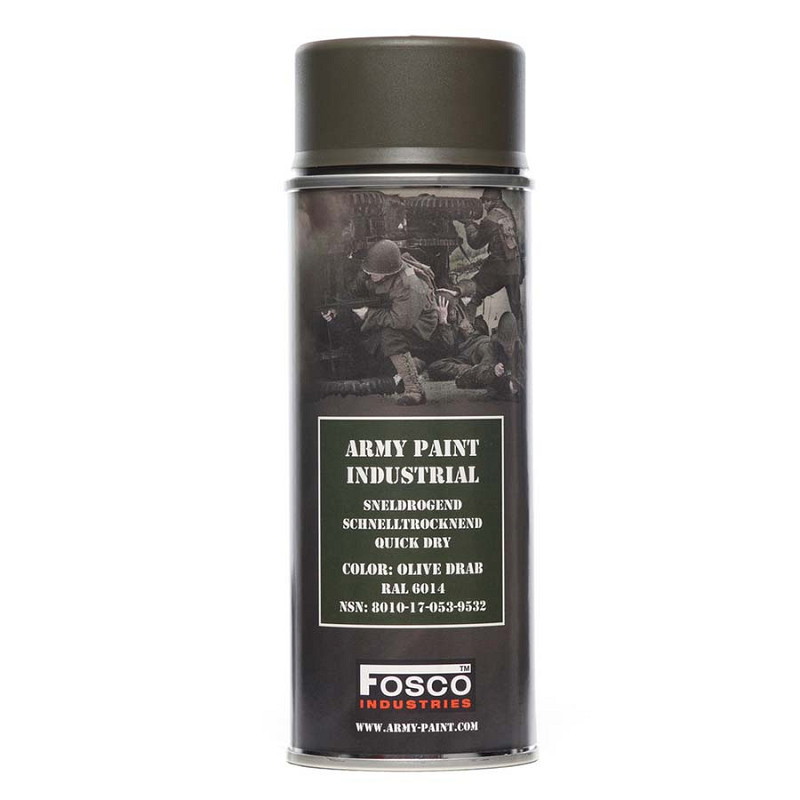 Fosco Army Paint Spraydose in Olive Drab, schnell trocknend, für Airsoft-Ausrüstung.