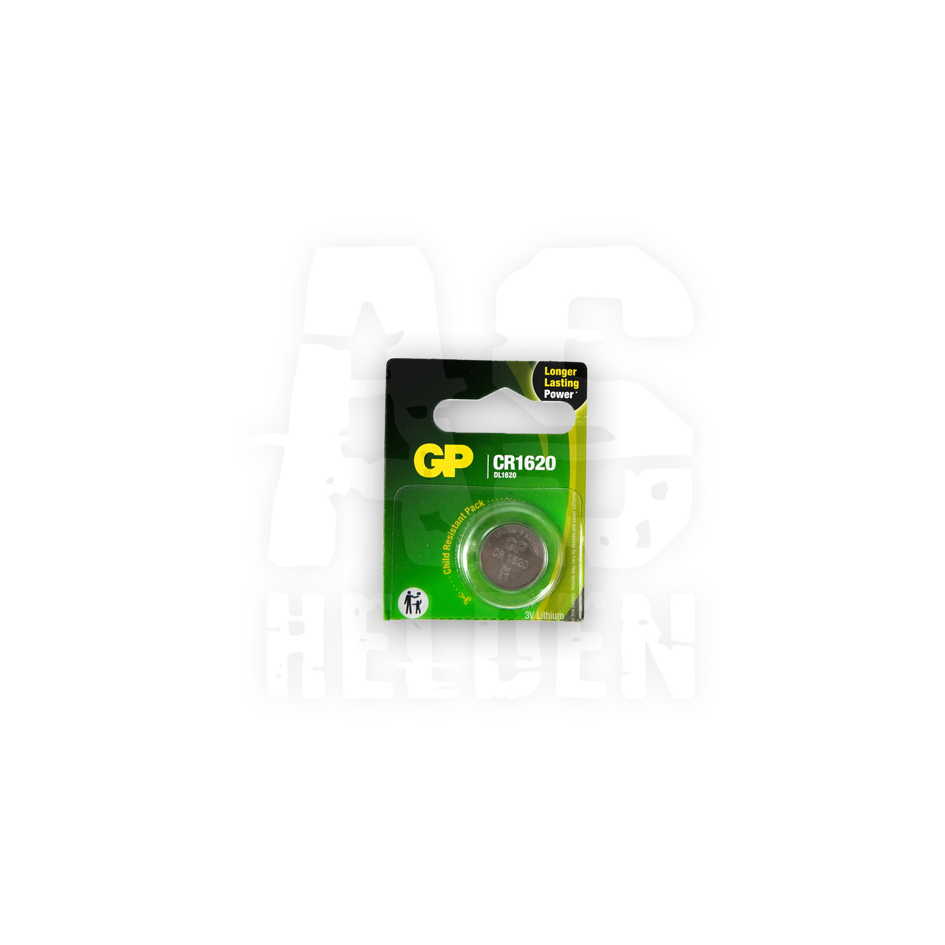 GP CR1620 3V Lithium-Batterie in grüner Verpackung für Airsoft-Zubehör.