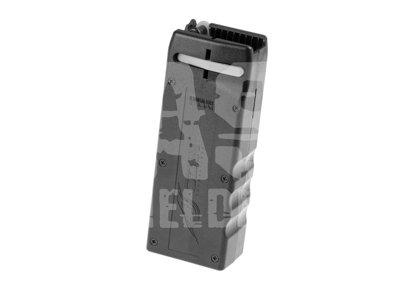 Camouflage Airsoft BB Speedloader in Nahaufnahme.