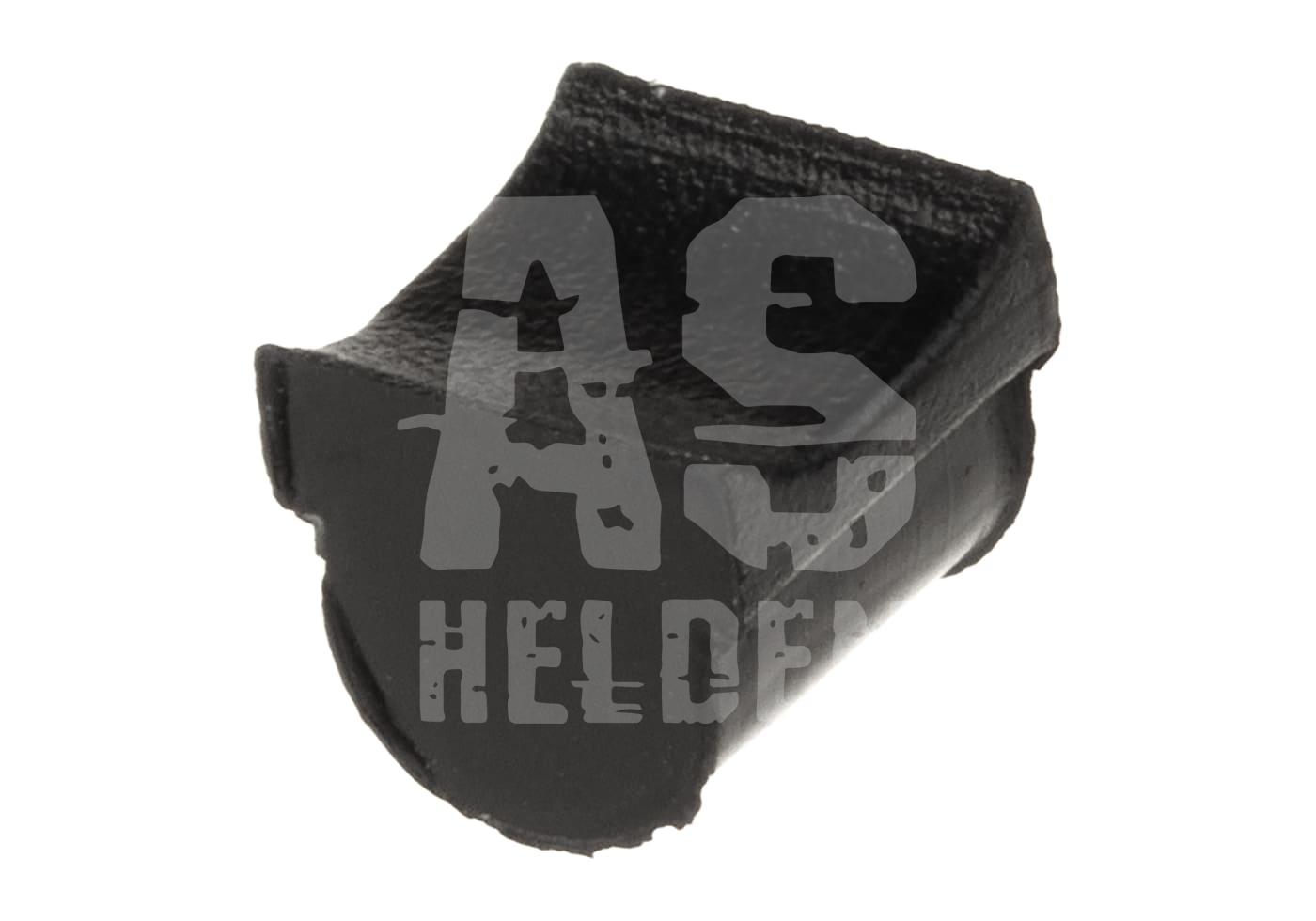 Maple Leaf AEG Omega Tensioner - Solid Edition Schwarzes, gebogenes Airsoft-Teil aus Kunststoff, Nahaufnahme.