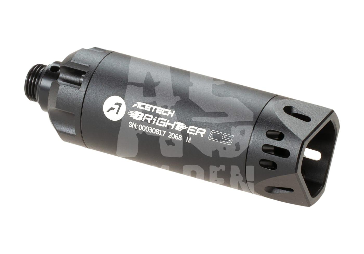 Schalldämpfer ACETECH Brighter C, schwarz, für Airsoft-Pistolen.