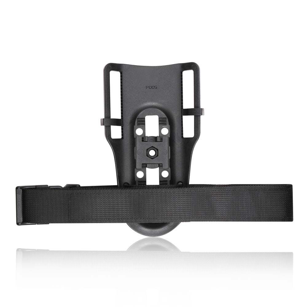 Schwarz, verstellbare Beinplatte für Airsoft-Holster, robustes Material.