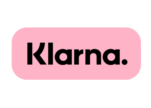 Klarna-Logo auf rosa Hintergrund mit schwarzem Text.