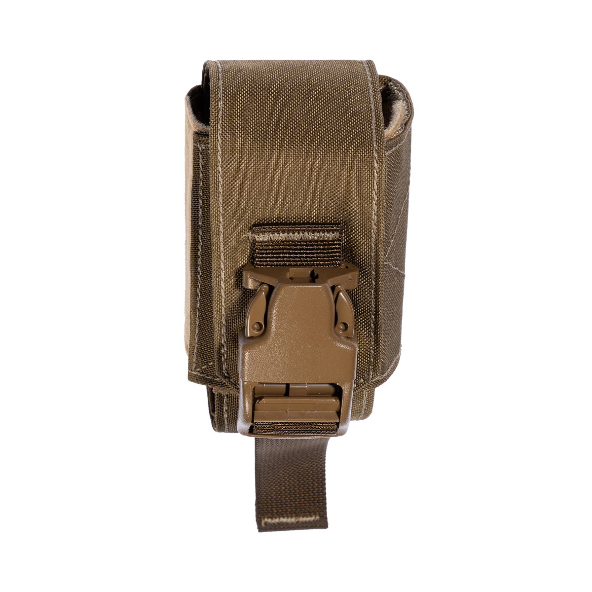 Taktische braune Airsoft-Magazintasche mit Schnalle.