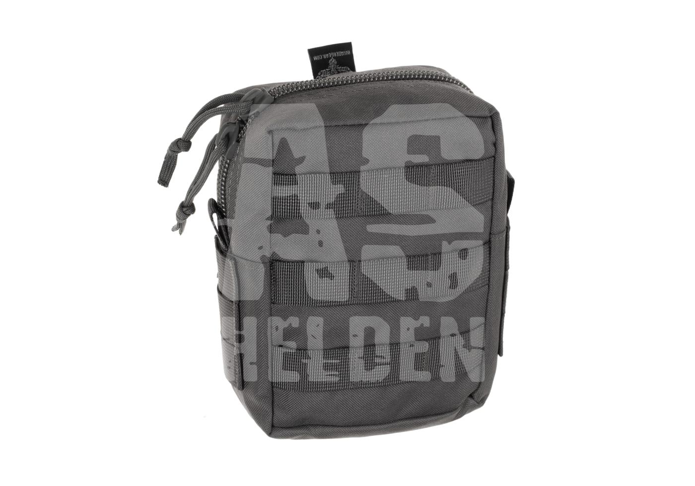 Graue taktische Airsoft-Tasche mit Reißverschluss und MOLLE-System.