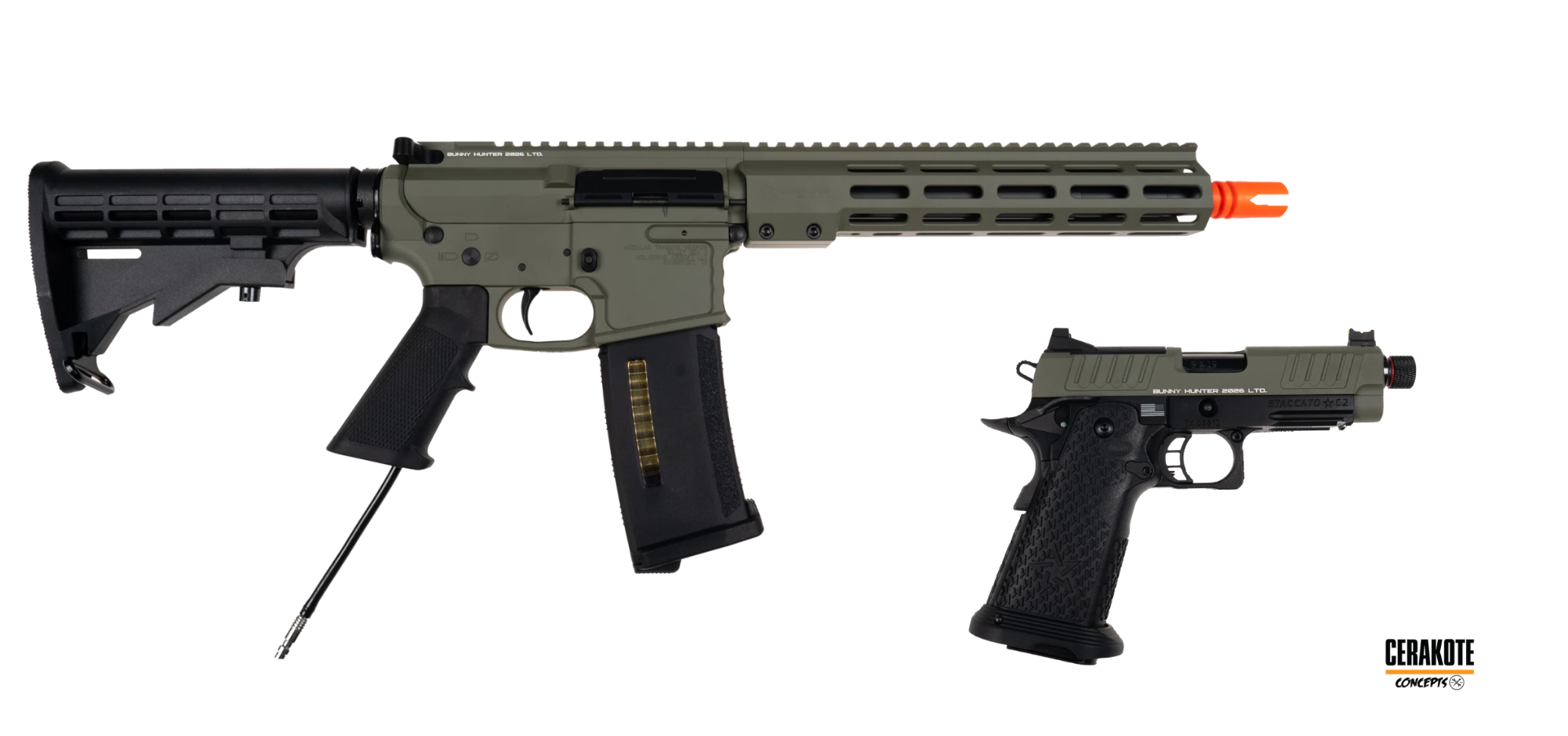 BUNNY HUNTER 2026 LTD. SET - MTW Billet Standard Gen 3 - EMG Staccato C2 mit Silencer Adapter S-GBB x Cerakote