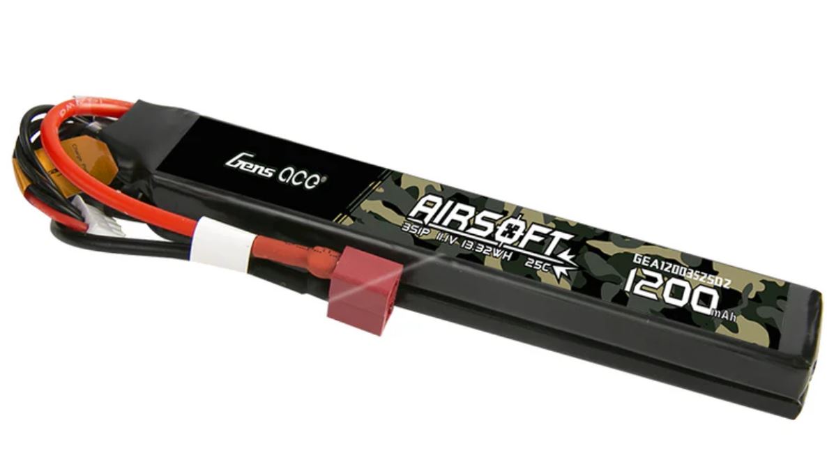 Gens Ace 25C 1200mAh 3S1P 11.1V Airsoft Gun Lipo Battery with T Plug 