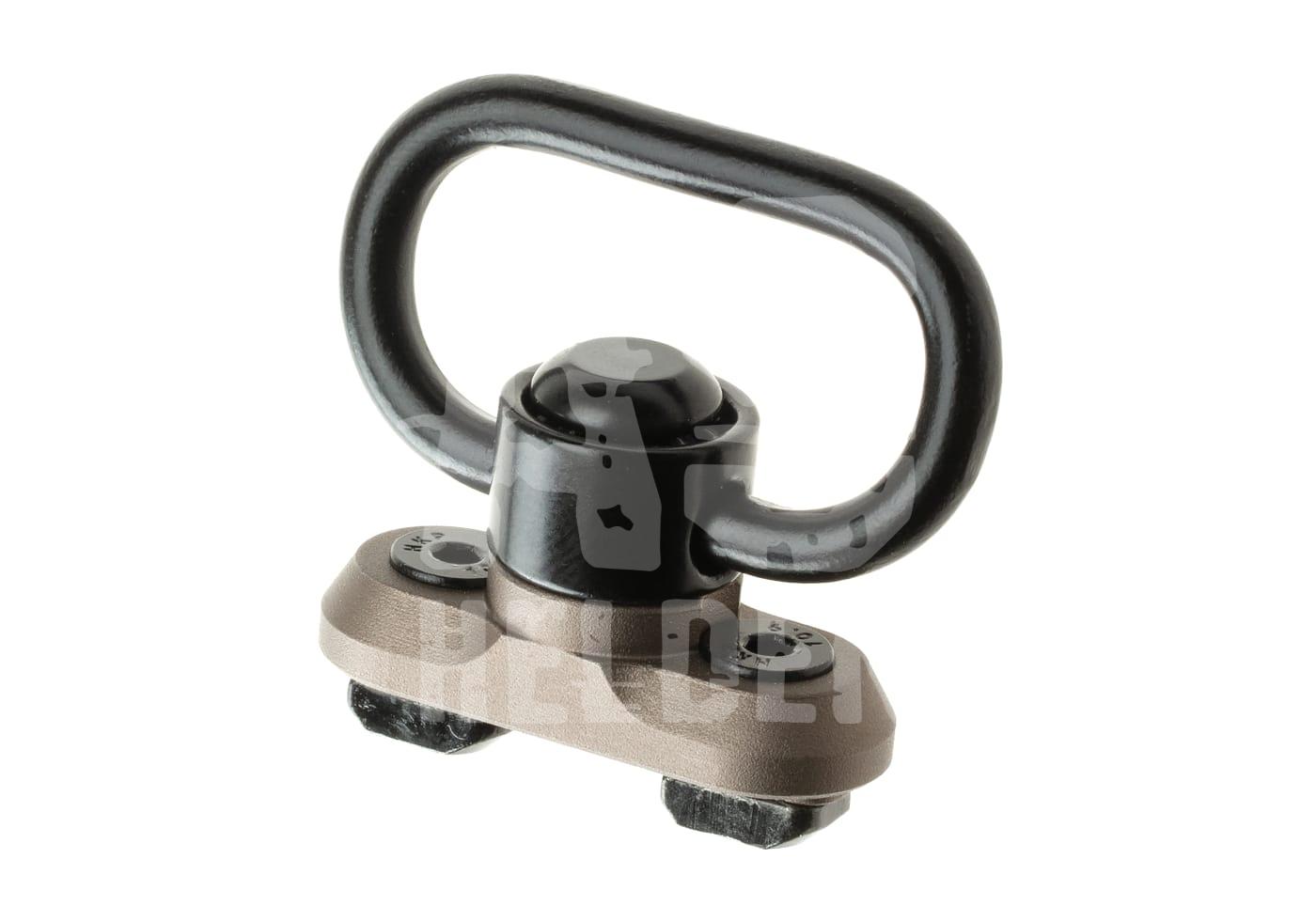 QD Sling Swivel für Airsoft-Waffen, schwarz, montierbar. Ideal für taktische Tragegurte.