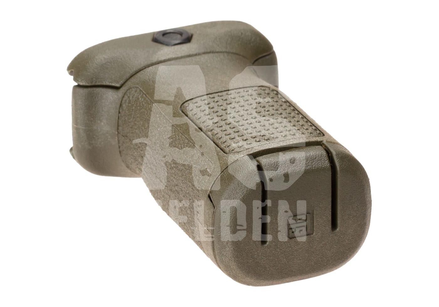 Taktischer Vordergriff in Olivgrün mit rutschfester Oberfläche für Airsoft-Waffen.