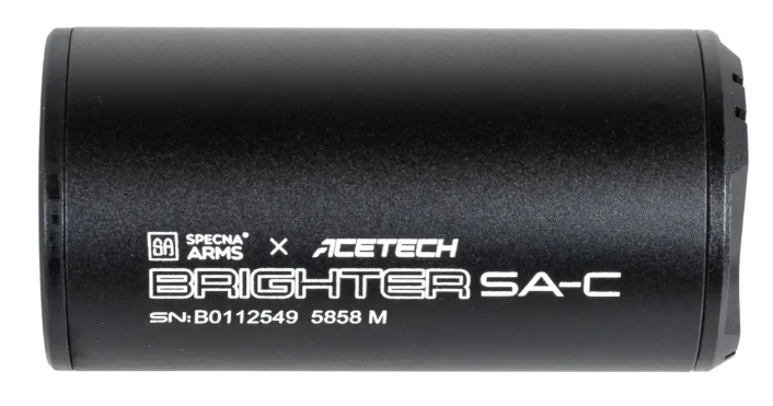 Schwarzer Airsoft-Tracer "Brighter SA-C" von Acetech und Specna Arms.