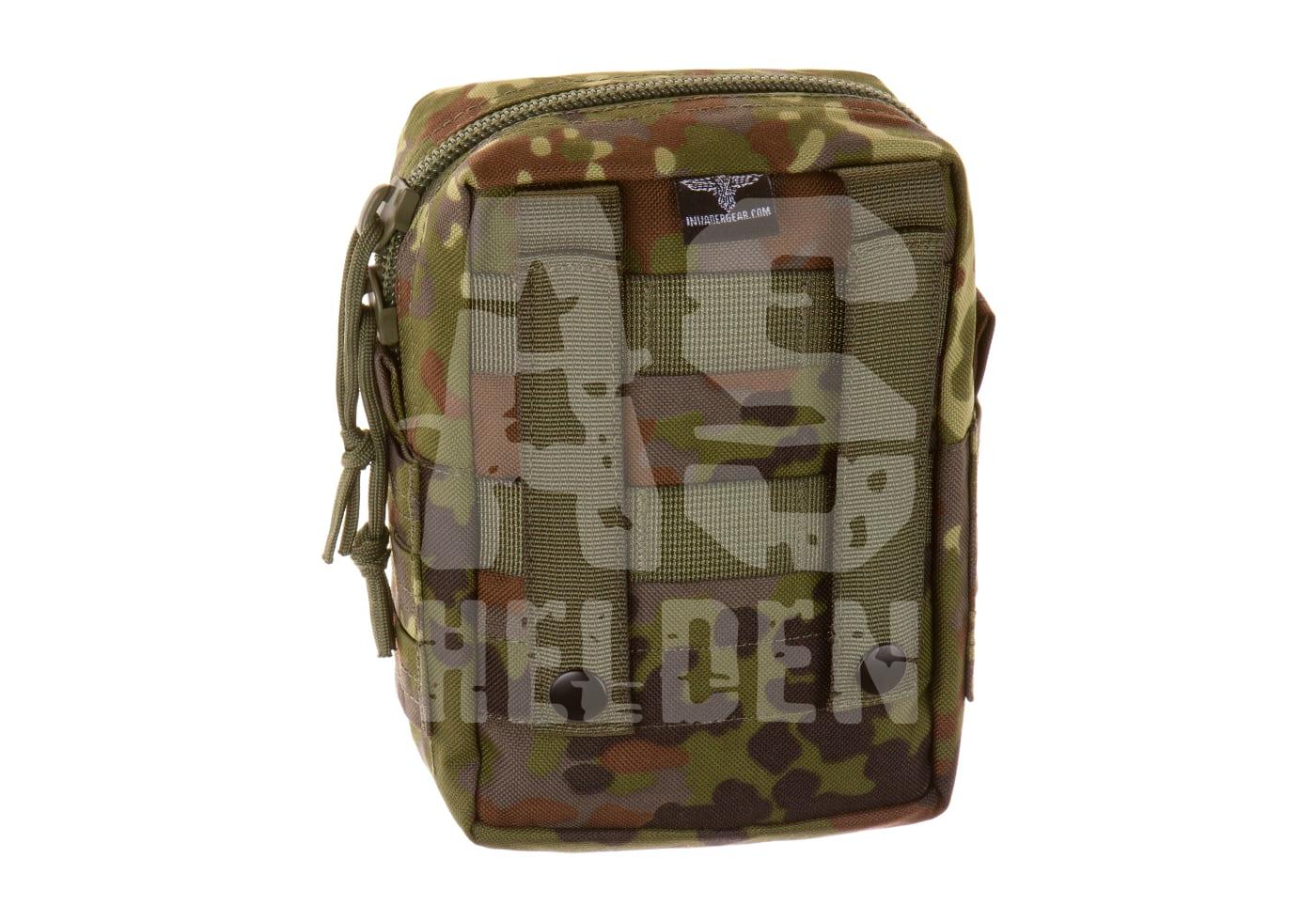 Tarnfarbene Airsoft-Tasche mit Reißverschluss, MOLLE-kompatibel.