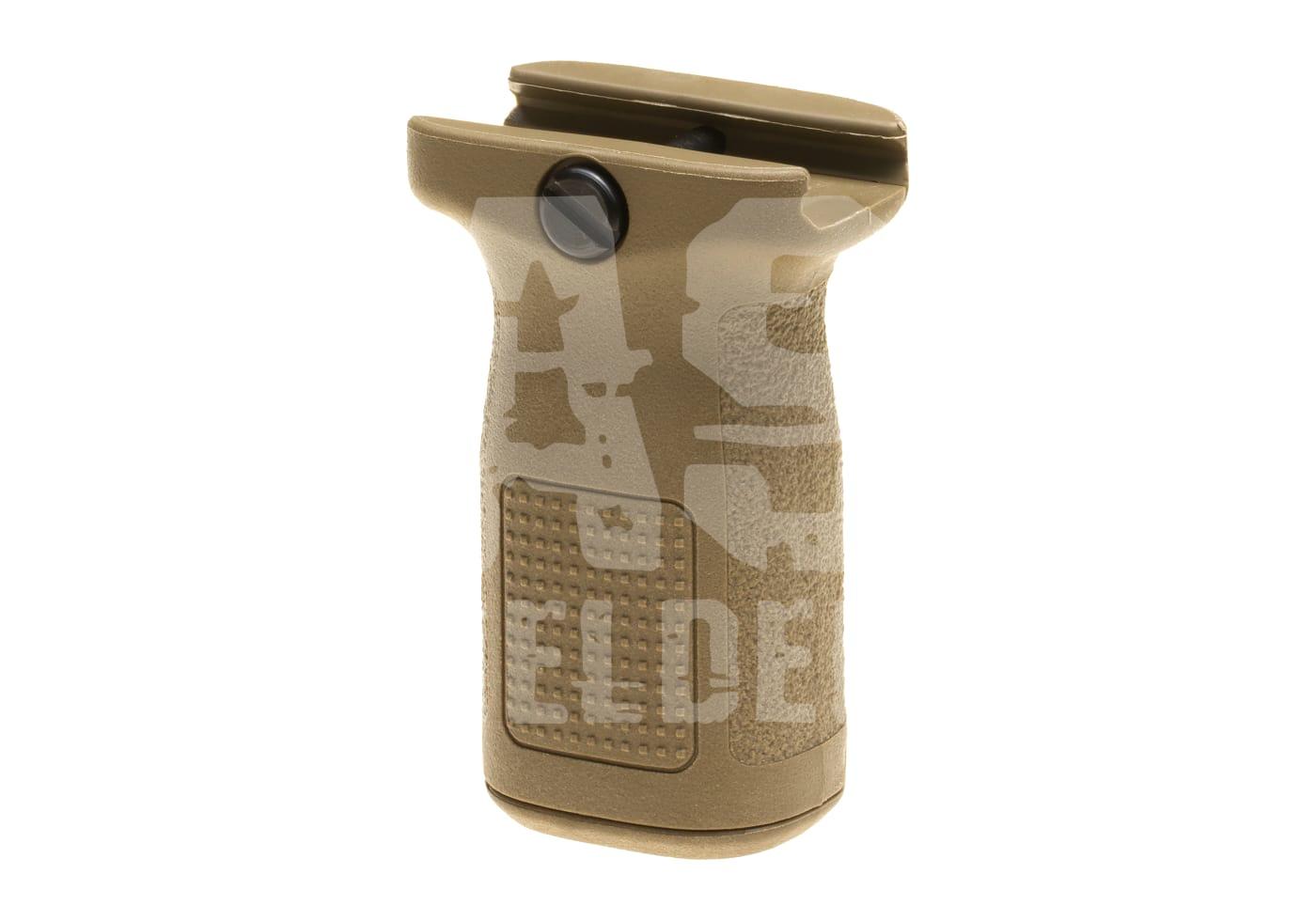 Taktischer Griff in Sandfarbe für Airsoft-Waffen mit ergonomischem Design.