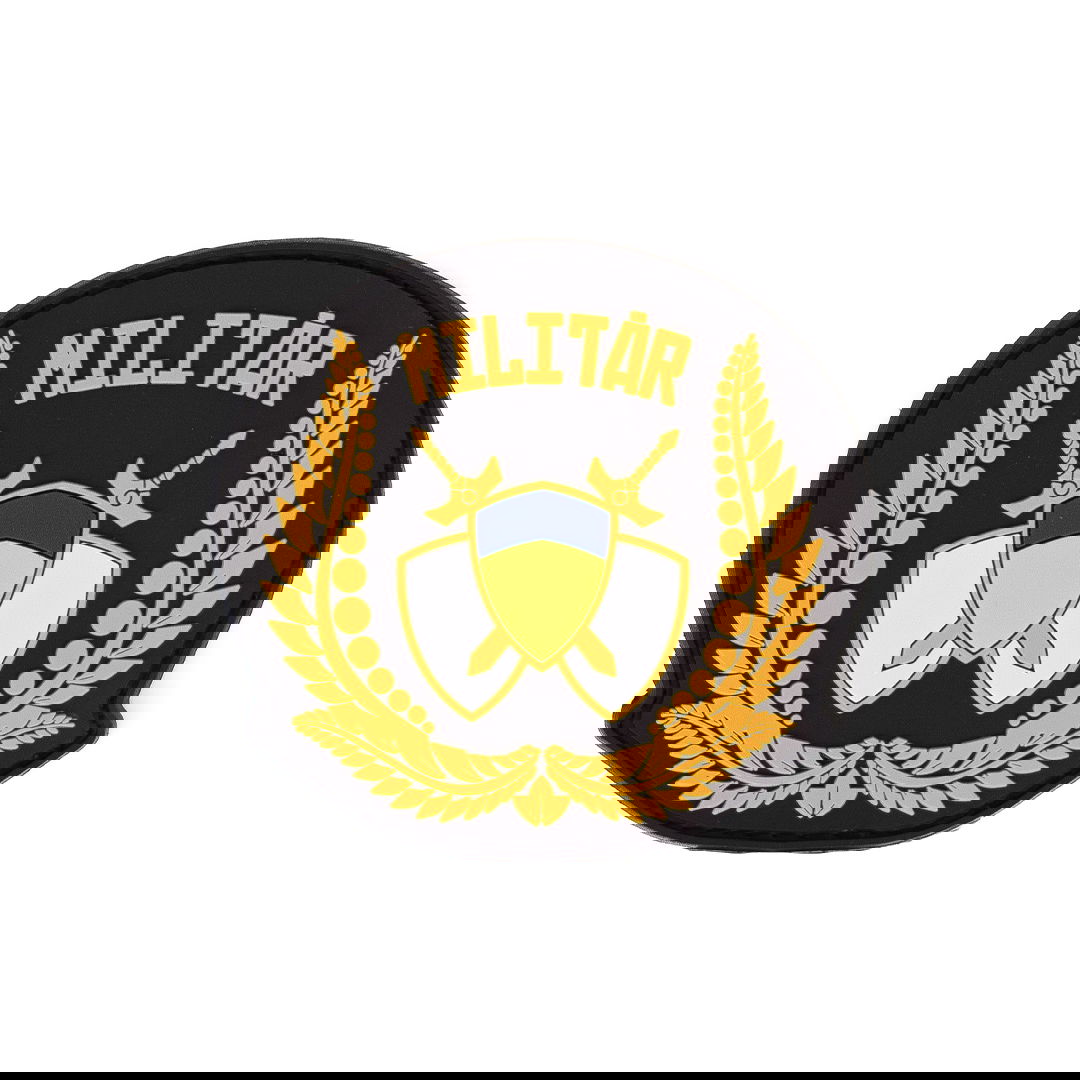 OP Tschernobyl - Militär Patch Schwarzer Militär-Patch mit gelbem Wappen, zwei Schwertern und Lorbeerkranz.